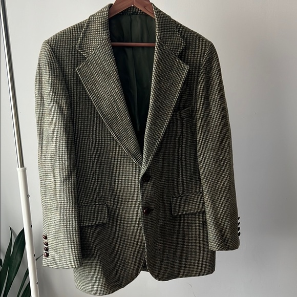 Vintage handwoven classic 100% wool Classic Houndstooth Blazer - Picture 1 of 8